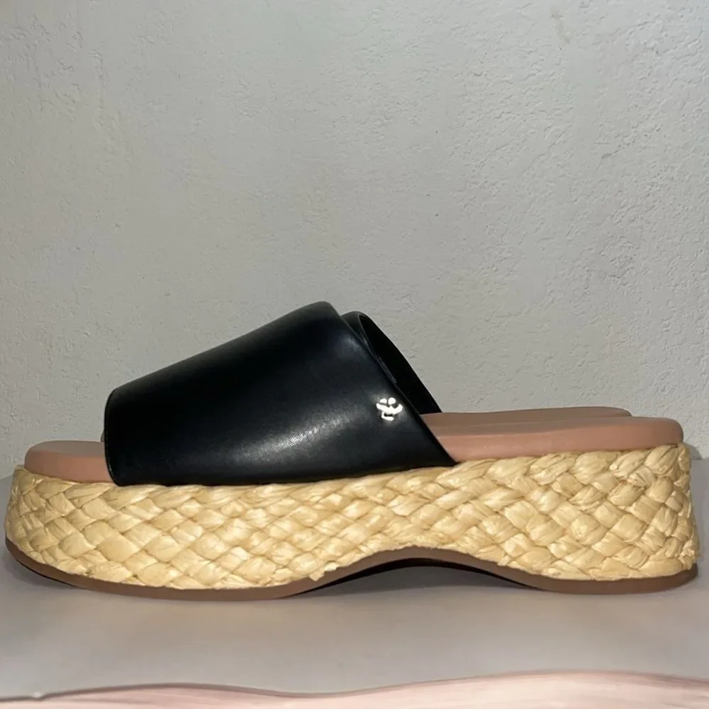 Women's SAM & LIBBY Black Ingrid Espadrille Slide Sandals Size: 7.5 - NWT